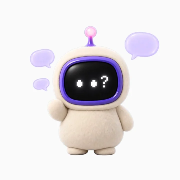 Wovio con un signo de pregunta en la pantalla, listo para responder.